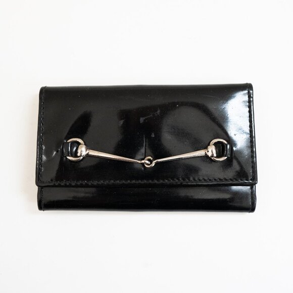 Gucci Black Horsebit Patent Leather Key & Card Holder - Picture 1 of 3